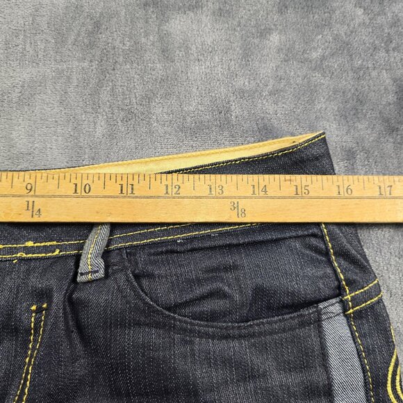 Dereon Jeans Womens 5/6 Dark Wash Skinny Snap Leg Gold Embroidered Logo - Picture 7 of 16